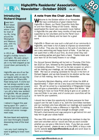 Cover of October 2025 newsletter