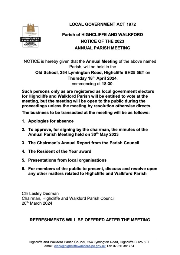 HWPC Annual Parish Meeting April 2024
